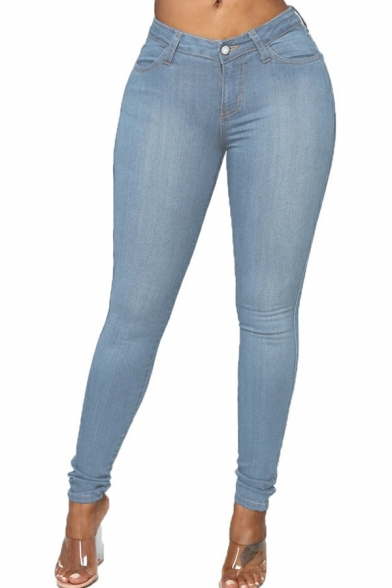 Girls Edgy Jeans Plain Pocket Detail High Rise Skinny Long Length Zip Placket Jeans