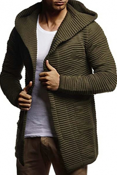 Long-sleeved Warm Cardigan Sweater Autumn and Winter Open Front New Hooded Cardigan