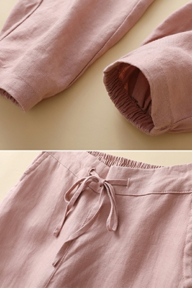 Freestyle Pants Plain Pocket Drawstring Waist High Rise Ankle Length Pants for Ladies
