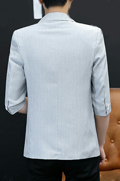 Men's Linen Suit Casual Lapel 3/4 Length Sleeve Solid Color Blazer