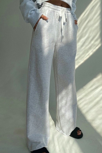 Urban Pants Whole Colored Drawstring Waist Pocket Full Length Straight Pants for Girls
