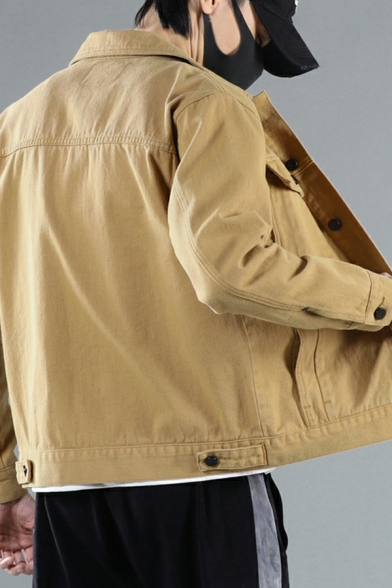 Autumn Denim Jacket Men's Casual Slim Long-sleeved Lapel Plain Jacket