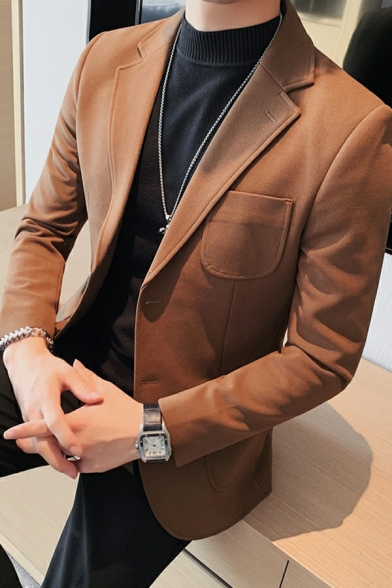 Casual Blazer Men's Slim Long Sleeve Lapel Two Button Blazer