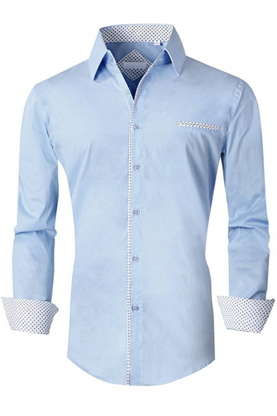 Business Shirt Men's Slim Long Sleeve Lapel Cotton Breasted Shirt