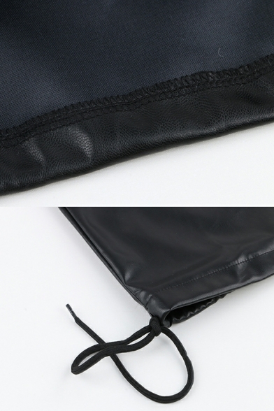 Ladies Fashionable Vest Plain Pocket Detail Stand Collar Zip Closure Oversized PU Vest