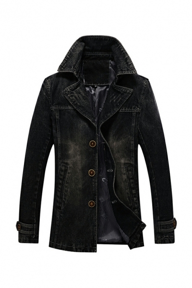 Men's Slim Denim Jacket Fashion Casual Long Sleeve Lapel Jacket