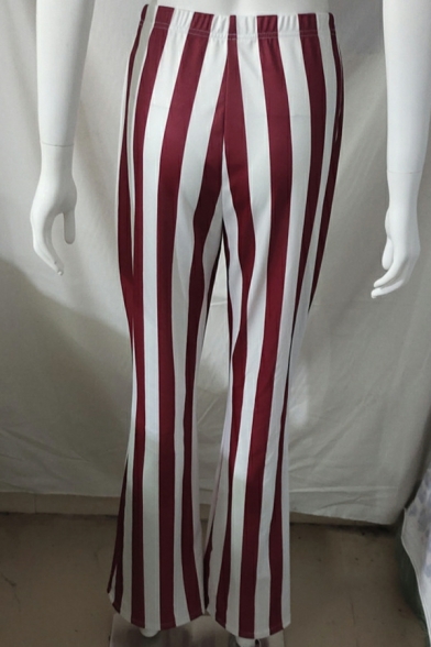 Plus Size Casual Pants Fashion Women's Striped High Waist Flared Pants