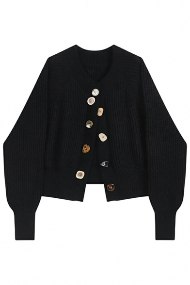 Retro Cardigan Sweater Women's Short Loose Long Sleeve Knitted Sweater