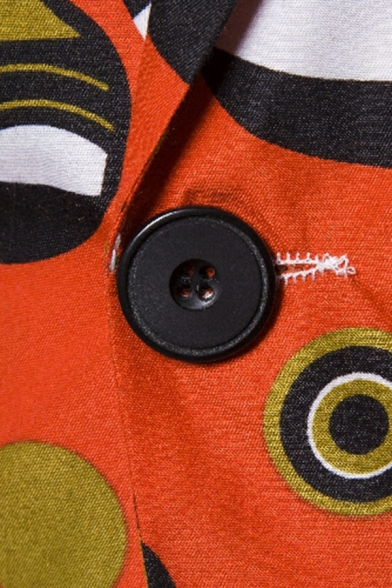 Unique Mens Blazer Tribal Print Pocket Lapel Collar Slim Long Sleeves Single Button Blazer