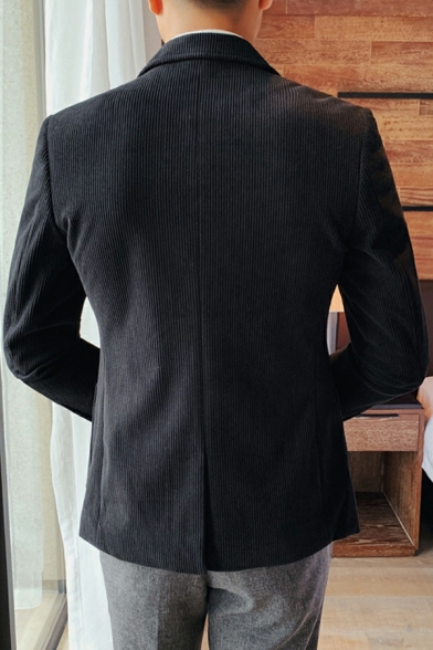 Casual Corduroy Blazer Men's Slim Long Sleeve Lapel Double Breasted Blazer
