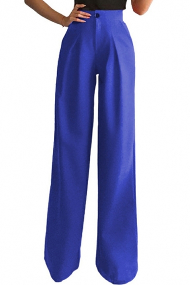 Girls Fancy Pants Pure Color High Waist Fitted Long Length Button down Cigarette Trousers