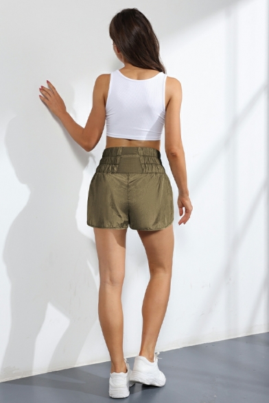 Casual Shorts Summer Women's Sports Comfortable Solid Color Elastic Waist Shorts