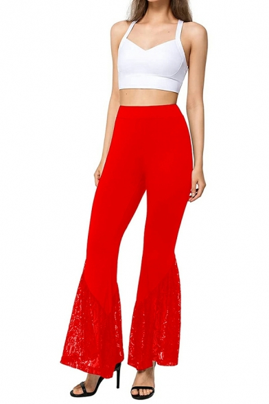Lace Flared Trousers Fashion Women's Skinny Stretch Sports Trousers