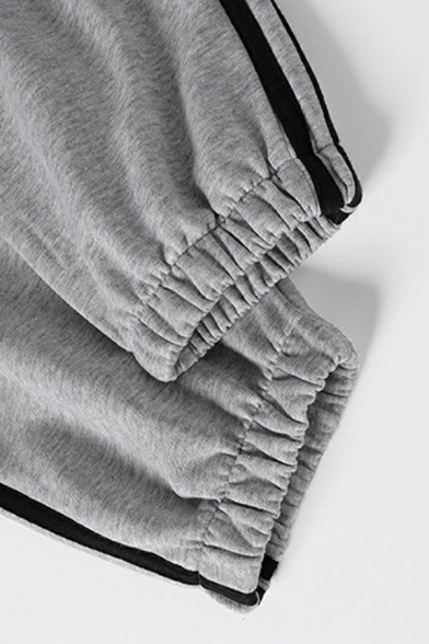 Cotton Sweatpants Men's Thick Striped Drawstring Waist Loose Trousers