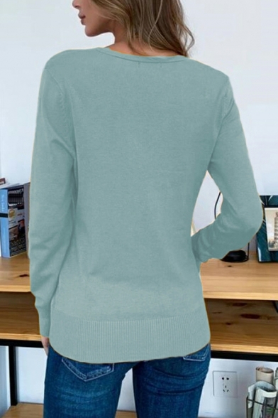 Cozy Cardian Plain Long-sleeved Slimming Open Front Button down Cardian for Ladies