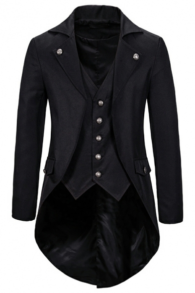 Pop Blazer Pure Color Pocket Lapel Collar Long Sleeves Single Breasted Tuxedo for Guys