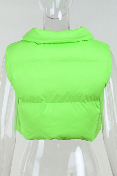 Freestyle Girls Vest Whole Colored Stand Collar Regular Fit Zip Placket Crop Vest