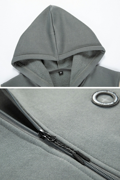 Freestyle Mens Hoodie Color Block Long-Sleeved Drawcord Hooded Pocket Zip Placket Hoodie