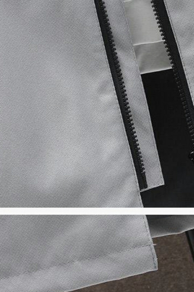 Elegant Coat Plain Pocket Hooded Drawstring Loose Long Sleeves Zipper Trench Coat for Boys