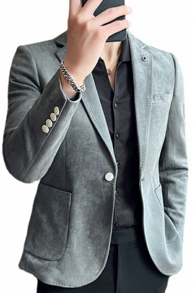 Casual Blazer Men's Slim Long Sleeve Lapel One Button Blazer