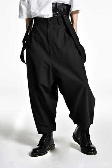 Plus Size Overalls Men's Fashion Casual Black Loose Overalls