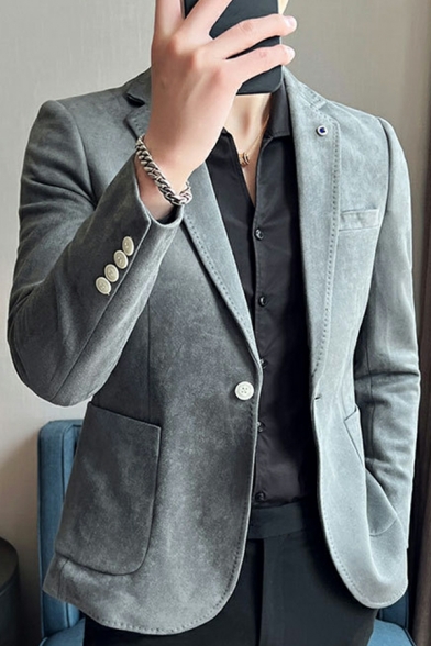 Casual Blazer Men's Slim Long Sleeve Lapel One Button Blazer