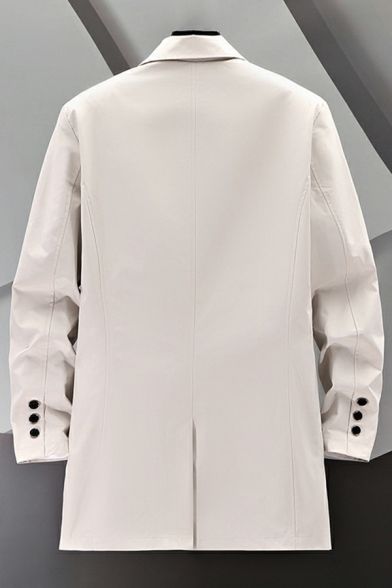 Polyester Trench Coats Off-White Lapel Single Breasted Short Dusters for Men
