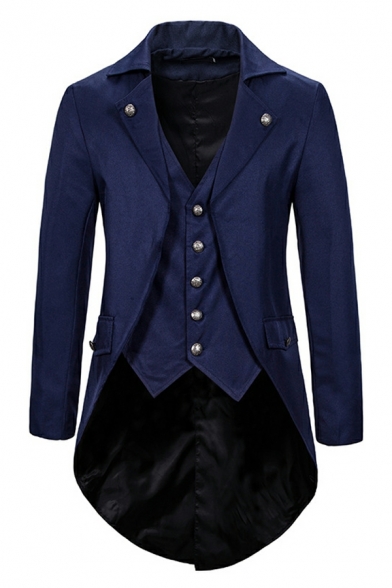 Pop Blazer Pure Color Pocket Lapel Collar Long Sleeves Single Breasted Tuxedo for Guys