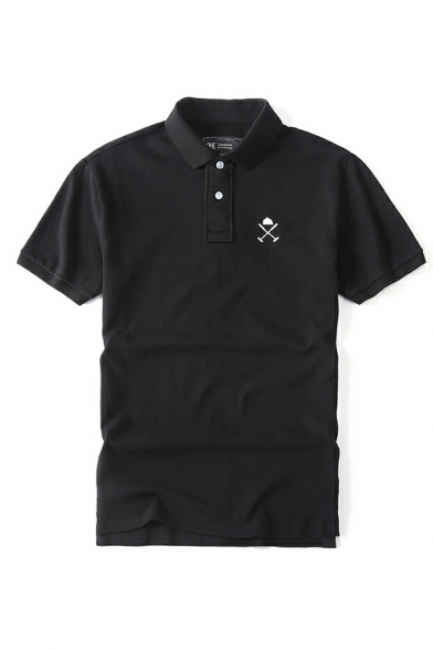 Basic Polo Shirt Camouflage Print Button Short Sleeved Point Collar Polo Shirt for Men