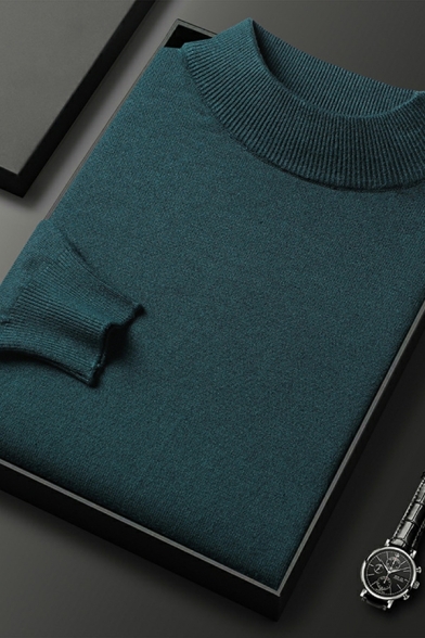 Dashing Men's Knitwear Solid Long Sleeve Mock Neck Regular Pullover Sweater