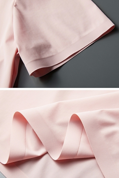 Leisure Polo Shirt Solid Color Button Design Point Collar Short Sleeve Relaxed Polo Shirt