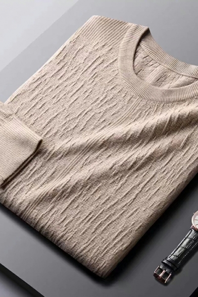 Boys Vintage Sweater Jacquard Pattern Long Sleeve Crew Collar Regular Pullover Sweater