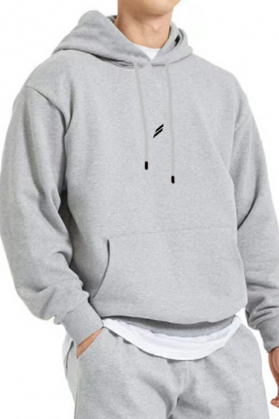 Fashionable Hoodie Contrast Line Hooded Drawstring Regular Fit Long Sleeve Hoodie for Guys