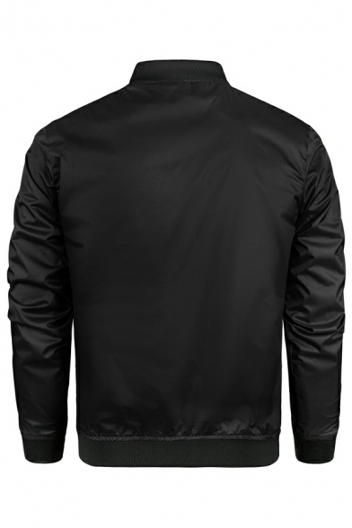 Trendy Mens Jacket Contrast Trim Long Sleeve Stand Collar Skinny Zip down Baseball Jacket