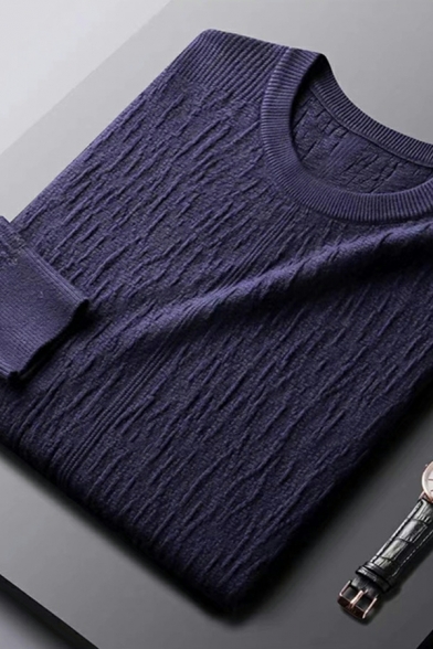 Boys Vintage Sweater Jacquard Pattern Long Sleeve Crew Collar Regular Pullover Sweater