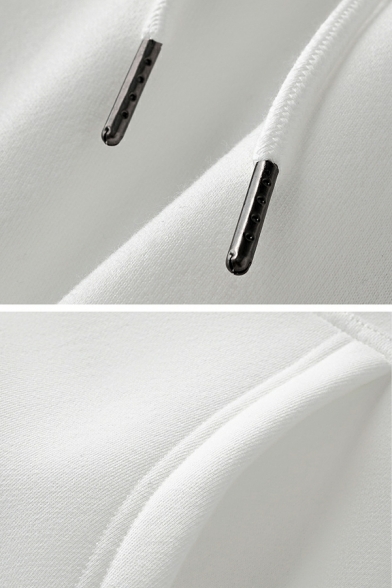 Causal Hoodie Plain Pocket Drawstring Hooded Long-sleeved Relaxed Hoodie for Men