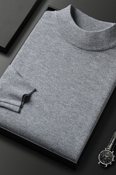 Dashing Men's Knitwear Solid Long Sleeve Mock Neck Regular Pullover Sweater