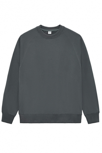 Popular Sweatshirt Solid Long Sleeves Oversized Crew Collar Pullover Sweatshirt for Men