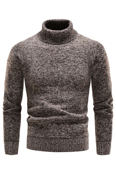 Chic Knitted Sweater Whole Colored Long-sleeved Stand Neck Skinny Pullover Sweater for Men