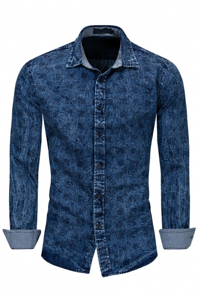 Guys Boyish Shirt Plaid Print Turn-down Collar Long Sleeves Slim Fitted Button-up Shirt
