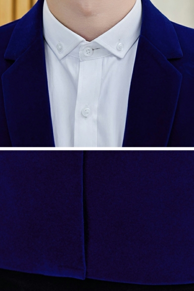 Basic Blazer Pure Color Long-Sleeved Slim Lapel Collar Single Button Blazer for Men