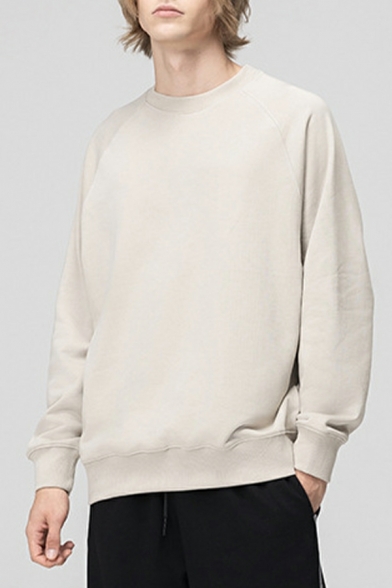 Popular Sweatshirt Solid Long Sleeves Oversized Crew Collar Pullover Sweatshirt for Men