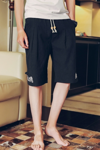 Novelty Boy's Cloud Pattern Pocket Drawstring Waist Regular Fit Shorts