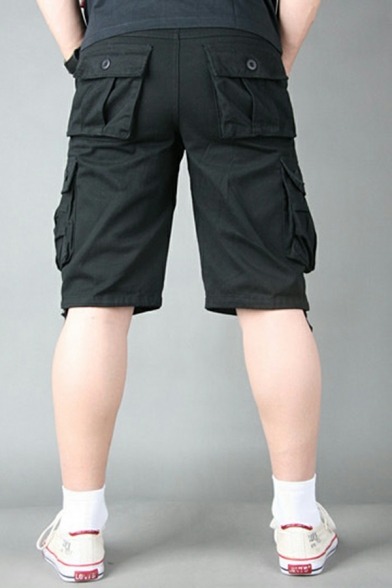 Fashion Whole Colored Flap Pocket Regular Fit Zip Closure Cargo Shorts for Men