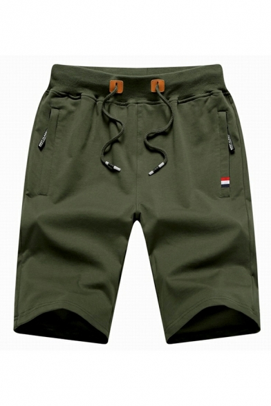 Chic Boy's Pure Color Pocket Drawstring Waist Pocket Designed Regular Shorts
