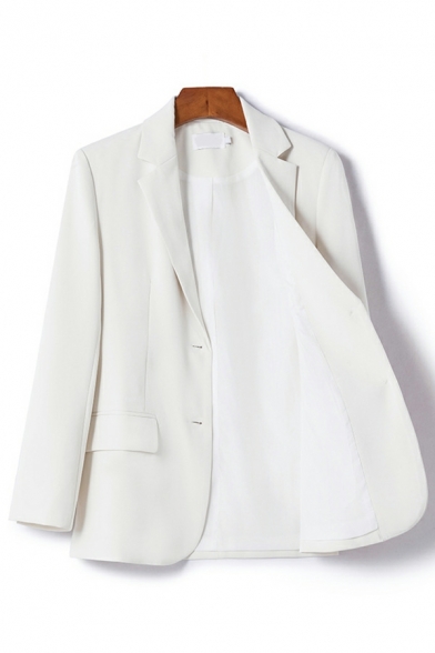 Popular Plain Pocket Long-sleeved Lapel Collar Baggy Double Buttons Blazer for Women