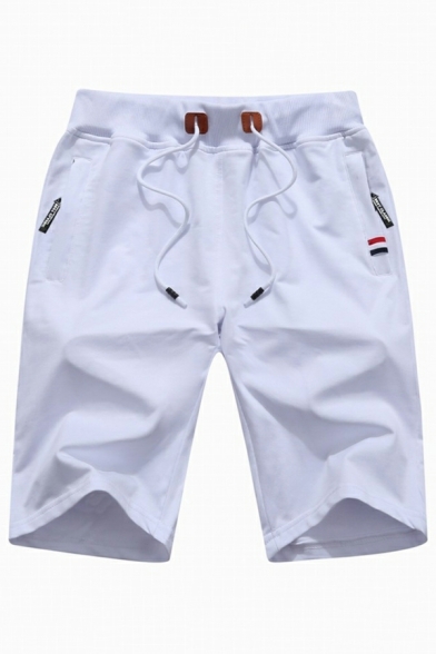 Chic Boy's Pure Color Pocket Drawstring Waist Pocket Designed Regular Shorts