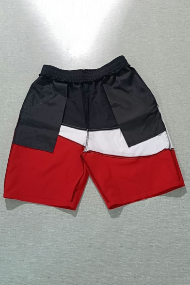 Freestyle Guys Colo-blocking Pocket Regular Fit Drawstring Waist Shorts