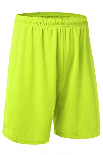 Men Casual Pure Color Elastic Waist Mid Rise Loose Fitted Shorts