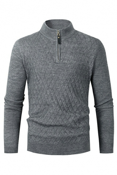 Guys Fancy Knitwear Plain Long Sleeve High Neck Slim Fitted Knitted Pullover Sweater